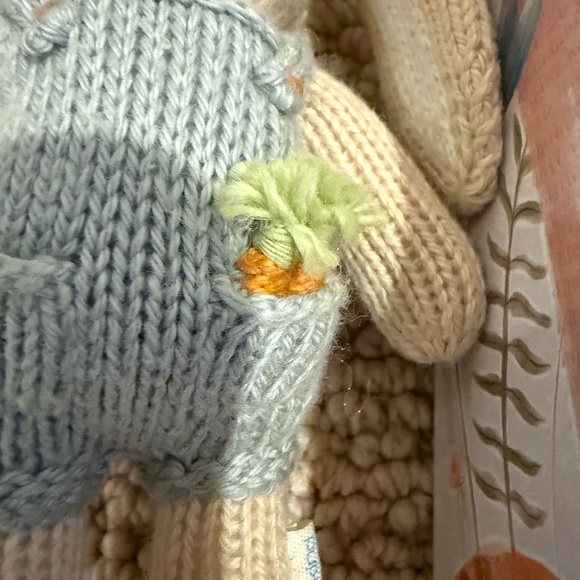 Adorable Knit Bunny Toy in Cream and Blue Cuddle + Kind Mini Henry - Picture 4 of 10